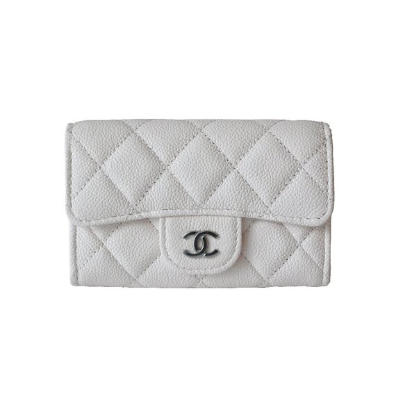 Chanel Caviar Quilted Flap Card Holder Wallet White - Picture 1 of 3